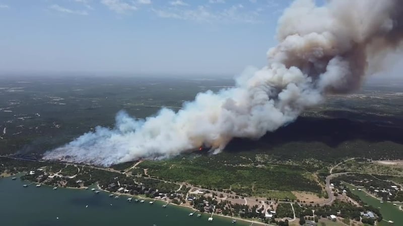 WATCH : Drone footage shows Possum Kingdom Lake grass fire 1