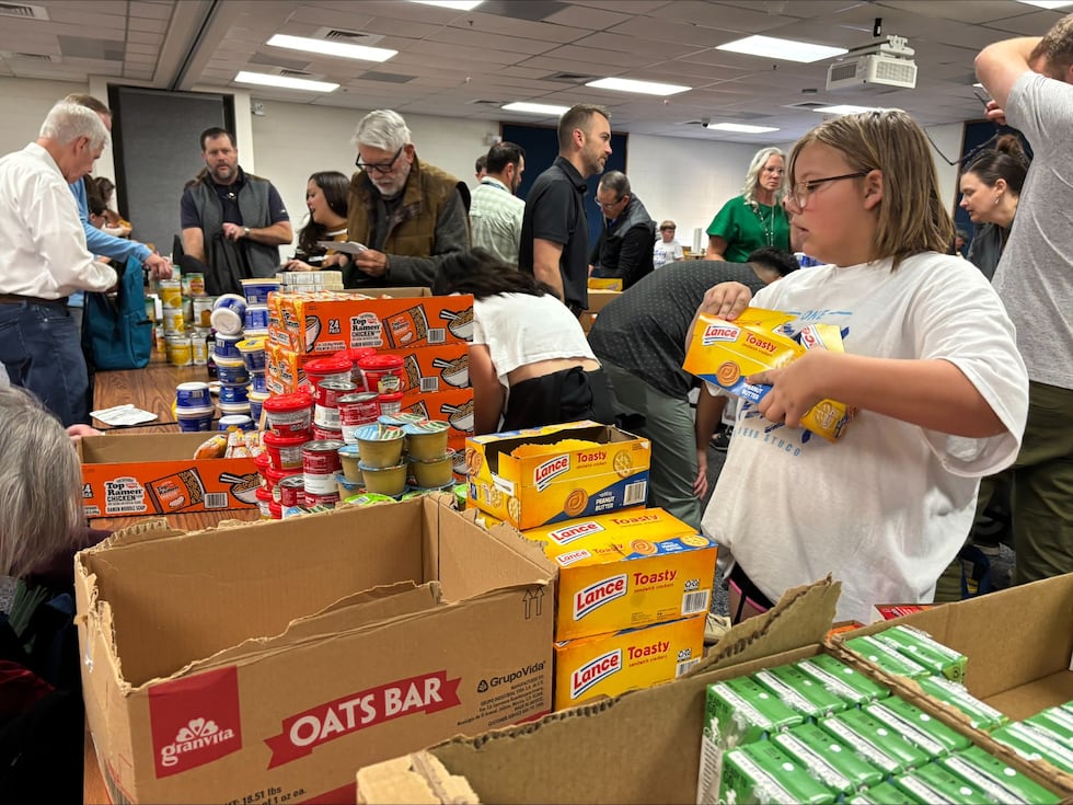More than 600 backpacks were filled for students to take home during the long holiday break.