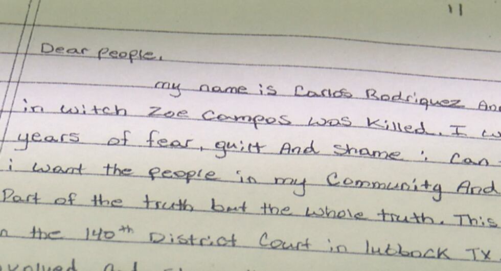 Carlos Rodriquez, the man charged with the murder of Zoe Campos, sent a letter to the media...