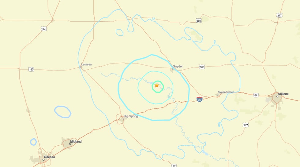 4.3 magnitude earthquake 14 miles SW of Snyder