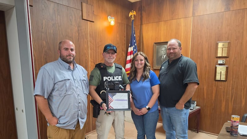 Tahoka Police Chief Jeff Parker received a Life-Saving Award for his quick actions that led to...
