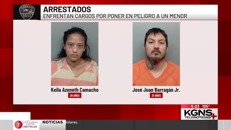 Pareja de Laredo arrestada luego de que su hija diera positivo a narcóticos