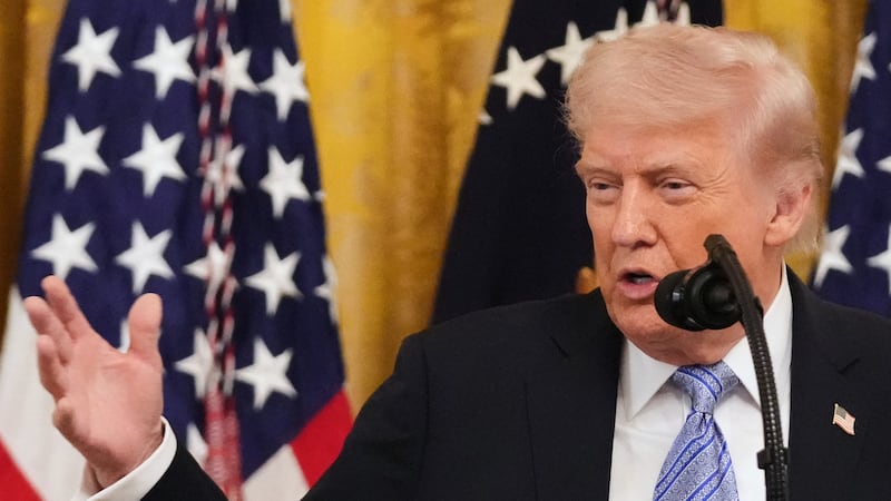 President Donald Trump speaks during an event with small business owners, Monday, May 4, 2026,...