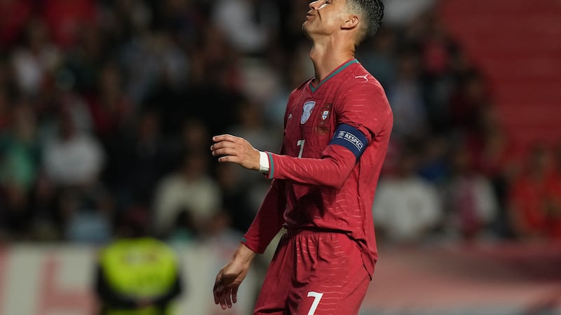 El atacante portugués Cristiano Ronaldo durante el partido amistoso contra Nigeria, el...
