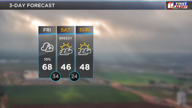 Las temperaturas máximas de hoy ascenderán a mediados de los 60 a finales de los 70 en las...