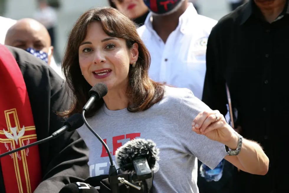 Texas State Representatives Gina Hinojosa (D-District 49) speaks alongside fellow...