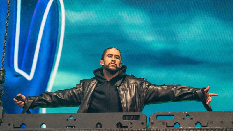 Bad Bunny se presenta en el Festival de Música y Artes de Coachella en el Empire Polo Club el...