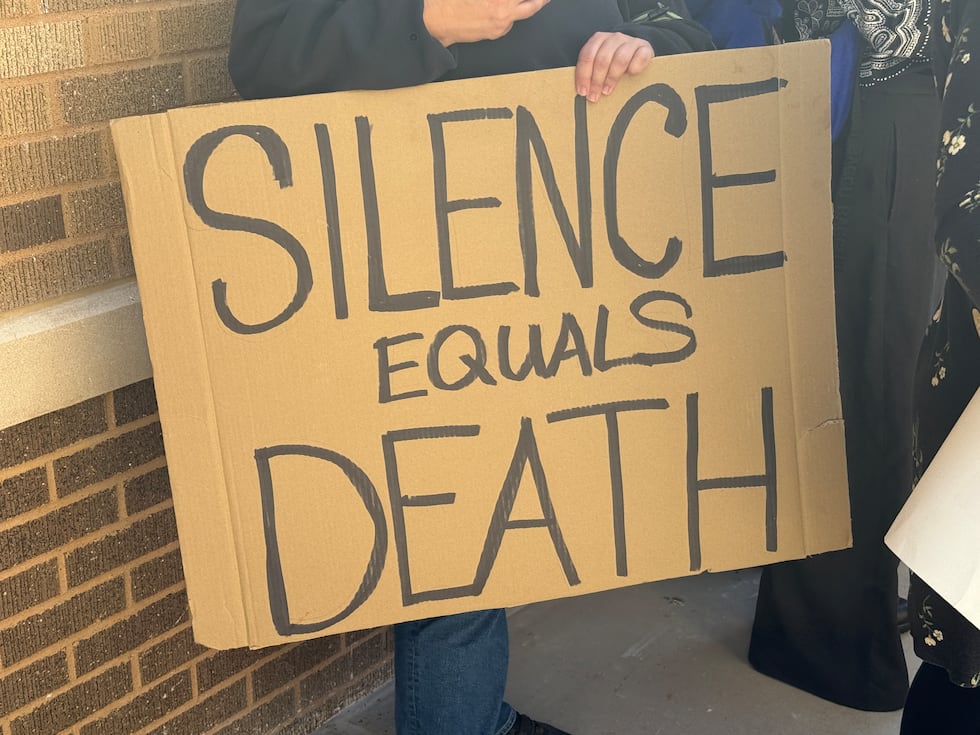 Some students and faculty held a mock funeral outside the Texas Tech University System...