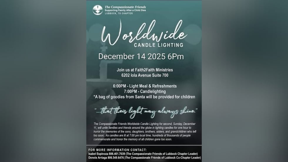 El Capítulo de Lubbock de The Compassionate Friends invita a la comunidad a participar en la...