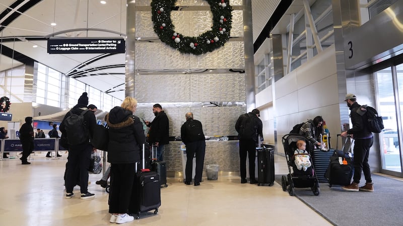 Viajeros en el Aeropuerto Metropolitano Wayne County de Detroit, en Romulus, Michigan, el 30...