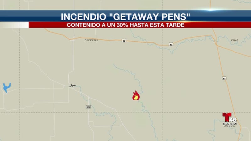 El incendio, conocido como Getaway Pens Fire, está contenido en un 65%; no se han reportado...